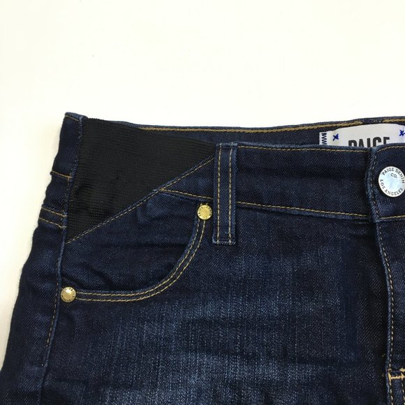 PAIGE Carson Dark Wash Skyline Ankle Peg Maternity Pull On Skinny Jeans - Picture 5 of 16